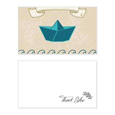 Imagem de Barco de vela dobrável de papel oceano amor mar cartão de agradecimento aniversário lembrança casamento agradecimento