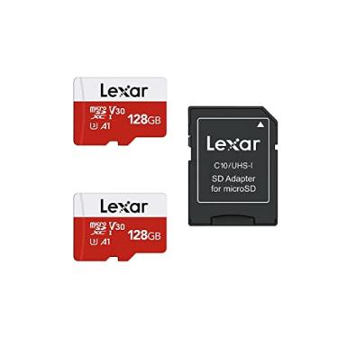 Imagem de Lexar E-Series 128 GB cartão micro SD pacote com 2, cartão de memória flash microSDXC UHS-I com adaptador, 100 MB/s, C10, U3, A1, V30, Full HD, 4K UHD, cartão TF de alta velocidade