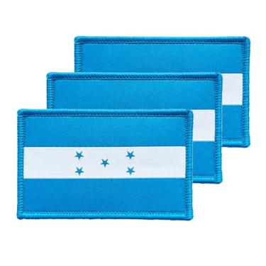 Imagem de 3 peças de emblema da bandeira de Honduras de Honduras 5 x 7,6 cm, gancho tático bordado braçadeira bandeira country adesivos para mochila chapéu colete jaqueta.