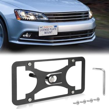 Imagem de Moldura frontal sem furadeira compatível com Volkswagen (VW Jetta Mk6 2015-2018) Suporte de gancho de reboque para placa de carro antifurto Capas de etiqueta de carro à prova de ferrugem, acessórios