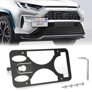 Imagem de Moldura frontal sem furadeira compatível com Toyota RAV4 | 2013-2023 Suporte de montagem de gancho de reboque para placa de carro antifurto Capas de etiqueta de carro à prova de ferrugem, acessórios