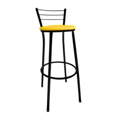 Imagem de Banqueta de Bar Alta com Encosto - Para Cozinha Americana e Área de Lazer (Amarelo)