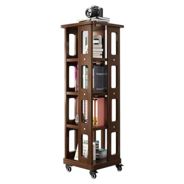 Imagem de AKALNNB Estante rotativa de madeira maciça – torre de estante de chão, estante de livros com visor 360, para estante de livros de canto para adultos e adultos, para sala de estudo, sala de estar
