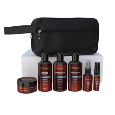 Imagem de Kit Completo Masculino Barba Refrescante Shampoo Condicionador Creme Óleo Colônia Balm + Necessaire (Oceano (Refrescante) + Necessaire Preta)
