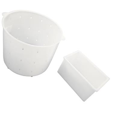 Imagem de Kit Formas para Queijo, Plástico Atóxico Branco, Forma 1kg com Tela e Furos Laterais, Forma 500g para Muçarela e Requeijão, Produção Artesanal de Queijos