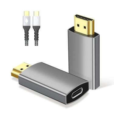 Imagem de Adaptador USB C fêmea para HDMI macho com cabo de vídeo USB, fonte USB unidirecional tipo C 4K @ 60Hz para conversor de vídeo HDMI 2.0 Thunderbolt 3/4 para HDMI para i-/Phone 17 MacBok Pro/Air, Galaxy