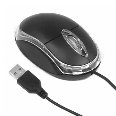 Imagem de Mouse Óptico USB com Fio MS01 800dpi Preto Ergonômico com Luz Led Plug