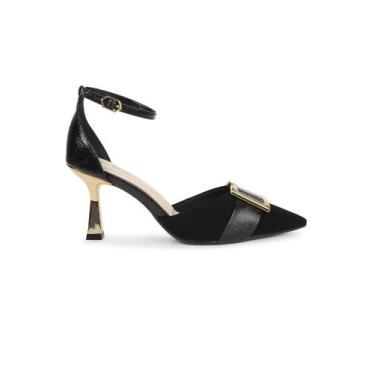 Imagem de Scarpin Feminino Bebecê com Fivela e Salto Taça, 35, Preto