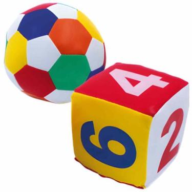 Imagem de Kit Bola E Dado Macios Com Guizo Para Bebês +12 Meses, Pica Pau, Bolin