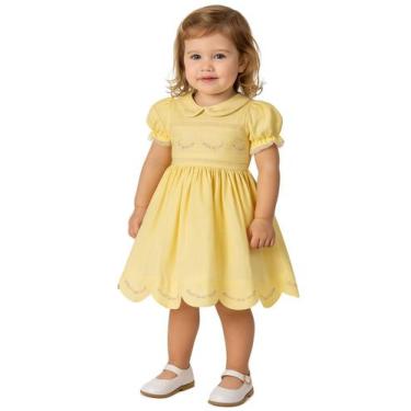 Imagem de Vestido Luxo Aniversário Infantil Papilloo, Amarelo, 1 ANO