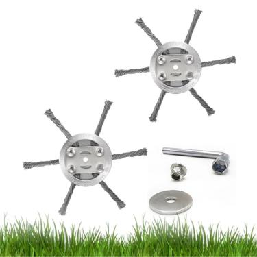 Imagem de WHNICUST Cabeça de cortador de grama de fio de aço, substituição de lâmina de metal comedor de ervas daninhas de 15 cm para aparador de cordas sem fio alimentado por bateria elétrica (2, 6 lâminas)