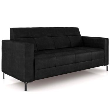 Imagem de Sofá 3 Lugares Sala Living Industrial 200cm Senna K01 Couríssimo Preto - Lyam Decor