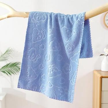 Imagem de Toalhas de rosto ultra macias, toalhas de banho de absorção rápida para banheiro, academia, cozinha, bebê (azul)