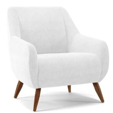 Imagem de Poltrona Fixa Pés De Madeira Paloma D02 Corano Branco C-12 - LYAM DECO