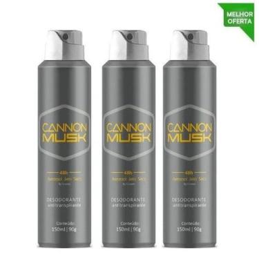 Imagem de 03 Desodorante Cannon Musk Aerosol Jato Seco 150ml Oferta