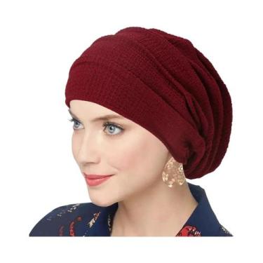Imagem de Turbante Hijab Feminino Liso Com Efeito Amassado, Lenço Macio E Elásti