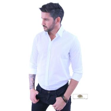 Imagem de Camisa Slim Masculino Branco  N5   46 - Gns Camisaria