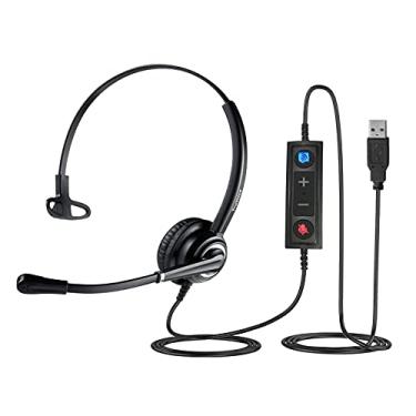 Imagem de Fone de ouvido VoicePro 10 Professional Home Office e Call Center USB com microfone com cancelamento de ruído, alto-falantes HD e controles de chamada em linha com mudo, compatível com todas as