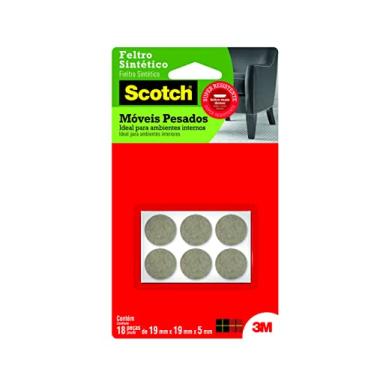 Imagem de 3M, Feltro Sintético Adesivo para Móveis Pesados Scotch, Redondo, Marrom, Pequeno, 18 U...