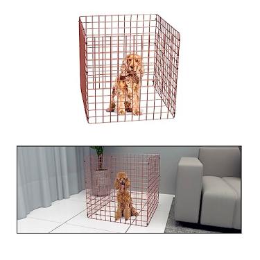 Imagem de Cercado para Cachorros Pequeno Médio Porte 60cm Altura Móvel Dobravel 4 Telas Rose Cercadinho para Porquinho da Índia