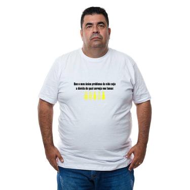 Imagem de Camiseta Camisa Algodao Plus Size Masculina Frase de Humor Com Abridor De Garrafas Interno