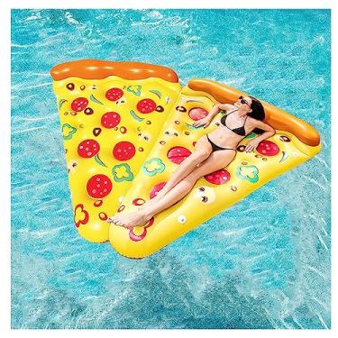 Imagem de Piscina flutua pizza, boias de pizza para piscina flutuante para adultos, tem dois suportes de copo flutuador gigante para piscina, lago, praia, festa, lounge, 2 peças