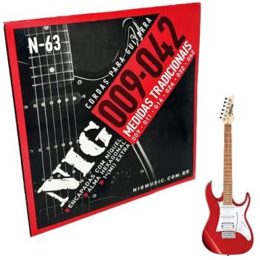 Imagem de Jogo de cordas guitarra 09-42 NIG Nickel N63 + 1 corda E (mi) + palhet