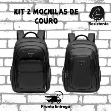 Imagem de Kit 2 Mochilas Executivas De Couro Trabalho Faculdade Escolar Luxo - N