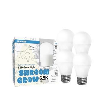 Imagem de Miracle LED Lâmpadas LED para cultivo interno de cogumelo para ostra, shiitake, cogumelos juba de leão, etc. com mini espectro completo de 6,5 K substitui lâmpadas LED de 60 W (pacote com 4)