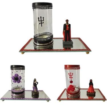 Imagem de META ATACADO, Kit Altar Porta Vela e Escultura Pomba Gira Exu - Selecione Cor:Maria Padilha