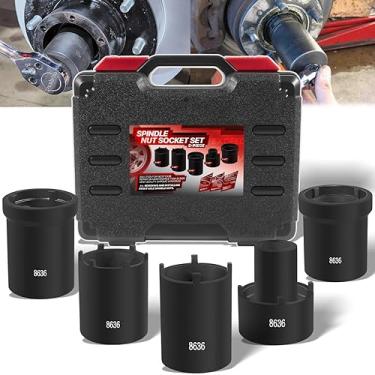 Imagem de Kit de ferramentas de soquete de porca de eixo 648636, conjunto de soquete de porca de eixo para Ford Dana 50 60, conjunto de soquetes de eixo de 5 tamanhos com estojo de armazenamento - unidade de 1/2"