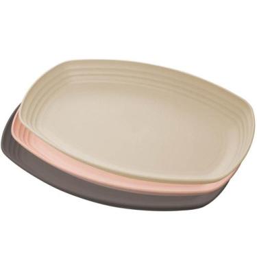 Imagem de Travessa de Bambu e Plástico 29x18x3cm Lines Lyor Sortidas Bandeja Pet