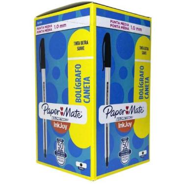 Imagem de Caneta Esferográfica Paper Mate Kilométrica 100 Média Preta Caixa com 