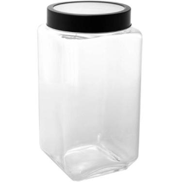 Imagem de Pote de Vidro Lyor 2,2L Tampa de Metal Preta Porta Mantimentos Gran Ga