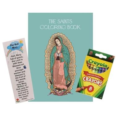 Imagem de Westmon Works Livro de colorir The Saints com giz de cera e Ave Maria Nosso Pai Conjunto de presente infantil