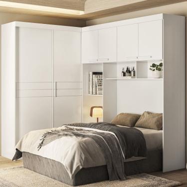 Imagem de Guarda Roupa Modulado 4 Portas 2 Portas Deslizantes 5 Gavetas Florença Branco