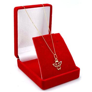 Imagem de Cordão Feminino De Ouro 18k Veneziana 40cm Pingente Anjo