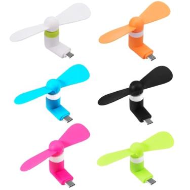 Imagem de Pacote com 6 ventoinhas de celular para iPhone 15 USB C, mini ventilador silencioso com função de parada automática, mini ventilador USB pessoal, plugue para telefones celulares, pequeno ventilador