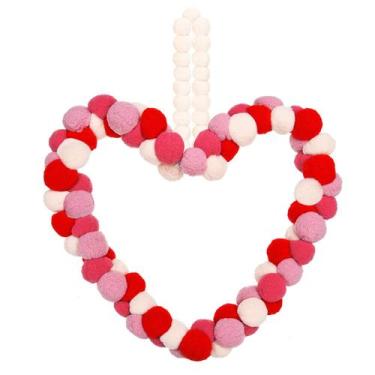 Imagem de Guirlanda de Pompom de Feltro Boao - Dia dos Namorados - 25cm de Diâme