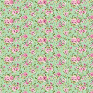 Imagem de Papel De Parede Floral Rosas Fundo Verde Adesivo Sala Quarto