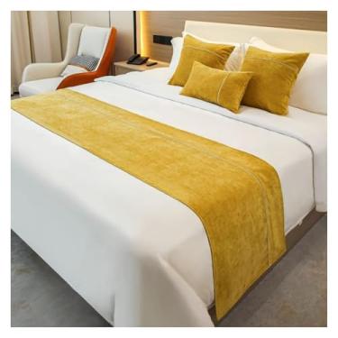 Imagem de HSTANGKY Lenço de cama de chenille macio para cama de hotel protetor de cama confortável protetor de cama moderno decorativo, mantas de cama macias para pé da cama moderna toalha de cauda - amarelo||1