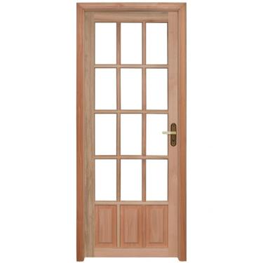 Imagem de Porta Para Vidros Quadriculados Com Marco Fechadura E Guarnições Rondosul Natural