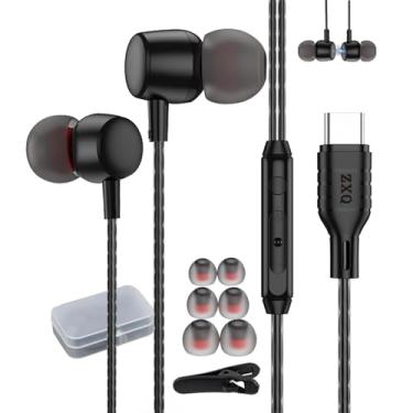 Imagem de ZXQ Fones de ouvido USB C com fio, fones de ouvido tipo C, fones de ouvido com fio USB-C para iPhone 15 Pro Max, iPad Air Plus, Samsung Galaxy A53 A54 S21 S22 S23 Ultra OnePlus 10 Pixel7 (preto)