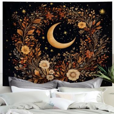 Imagem de BVBOX Tapeçaria de tarô estrela e lua, pôsteres de serpente, tapeçaria de tarô, tapeçaria de borboleta para sala de estar, dormitório, decoração de parede estética 140 cm C x 127 cm L (lua 2, 140 cm C