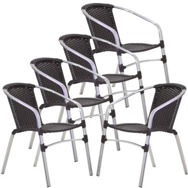 Imagem de 5 Cadeiras Floripa em AlumÃ­nio Para Cozinha Varanda Trama Original