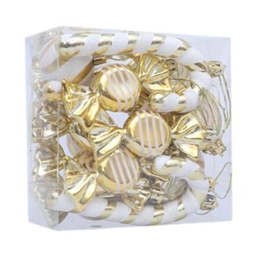 Imagem de Baoblaze 18 peças de enfeites de bola de Natal, enfeites pendurados para árvore de Natal, acessórios fofos para fotos, decoração criativa de Natal para o, Ouro