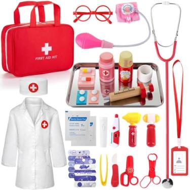 Imagem de Kit médico XZZO para crianças de 3 a 5 anos com bolsa médica e estetos