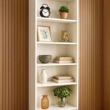 Imagem de Livreiro 5 Prateleiras Estante Organizador Moderno Loja Casa Escritório Expositores Liz Branco