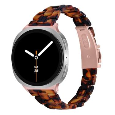 Imagem de HAYONLIY Pulseiras de resina compatíveis com Samsung Galaxy Watch 8 de 40 mm e 44 mm/Galaxy Watch 8 Classic de 46 mm, pulseira de substituição elegante para mulheres e homens