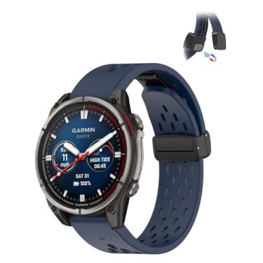 Imagem de Pulseira magnética para Garmin Quatix 8 de 51 mm, pulseira de silicone respirável à prova d'água para Garmin Fenix 8 51 mm/Fenix 7X/Fenix 7X pro, pulseira esportiva de silicone macio para mulheres e